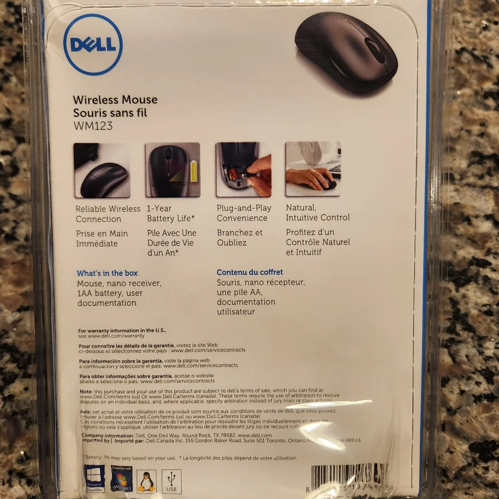 Wireless Dell Mouse Souris Sans Fil WM123